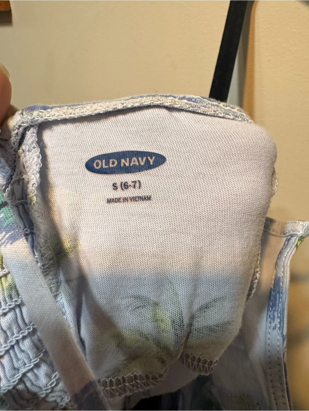 Old Navy Light Blue Palm-Print Sundress with Green Accents
